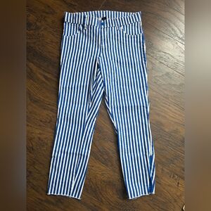 HUE Blue and White Striped Skinny Pants